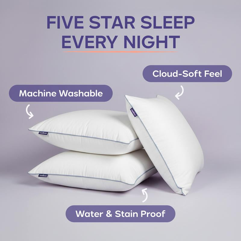 Image of Mellow Sleep | Hotel Pillow Waterproof & Stain-Resistant Cloud-Soft Hypoallergenic Machine Washable Best Pillow of 2025