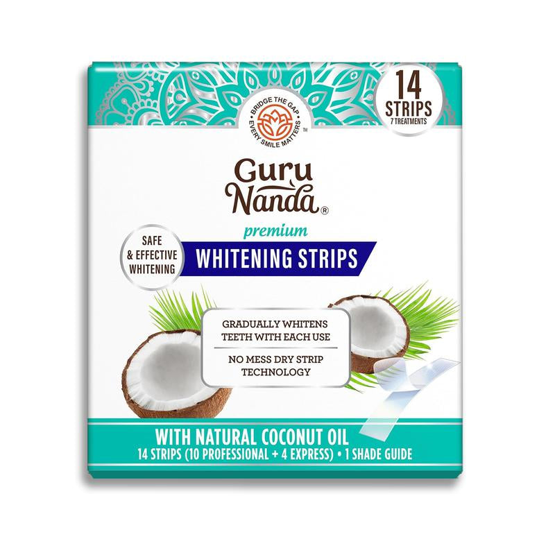 Image of Gurunanda Whitening Strips, 7-Day Treatment (7 Packets - 2 Strips per Pack)- Enamel-Safe Strips for Sensitive Teeth - Non-Slip, Dry Strip Technology