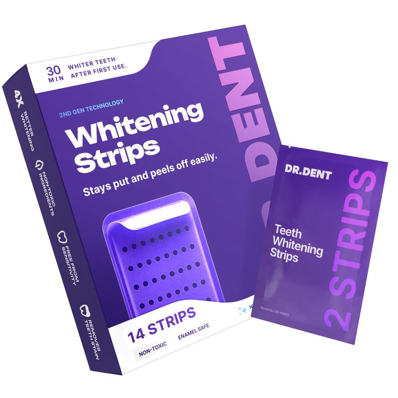 Image of DRDENT Purple Teeth Whitening Strips - 7/21 Whitening Sessions - Safe for Enamel - Non Sensitive Teeth Whitening - Peroxide-Free