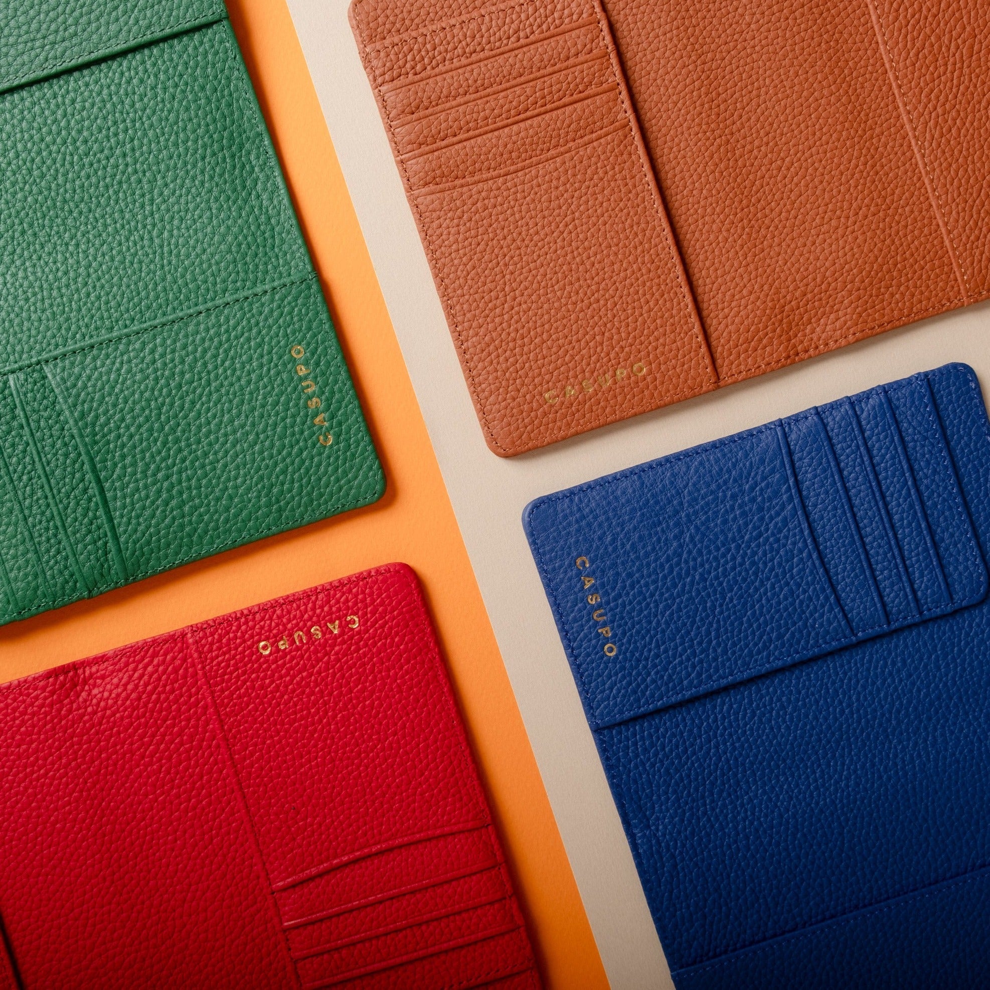 Image of Leather Passport Wallet with RFID - Red