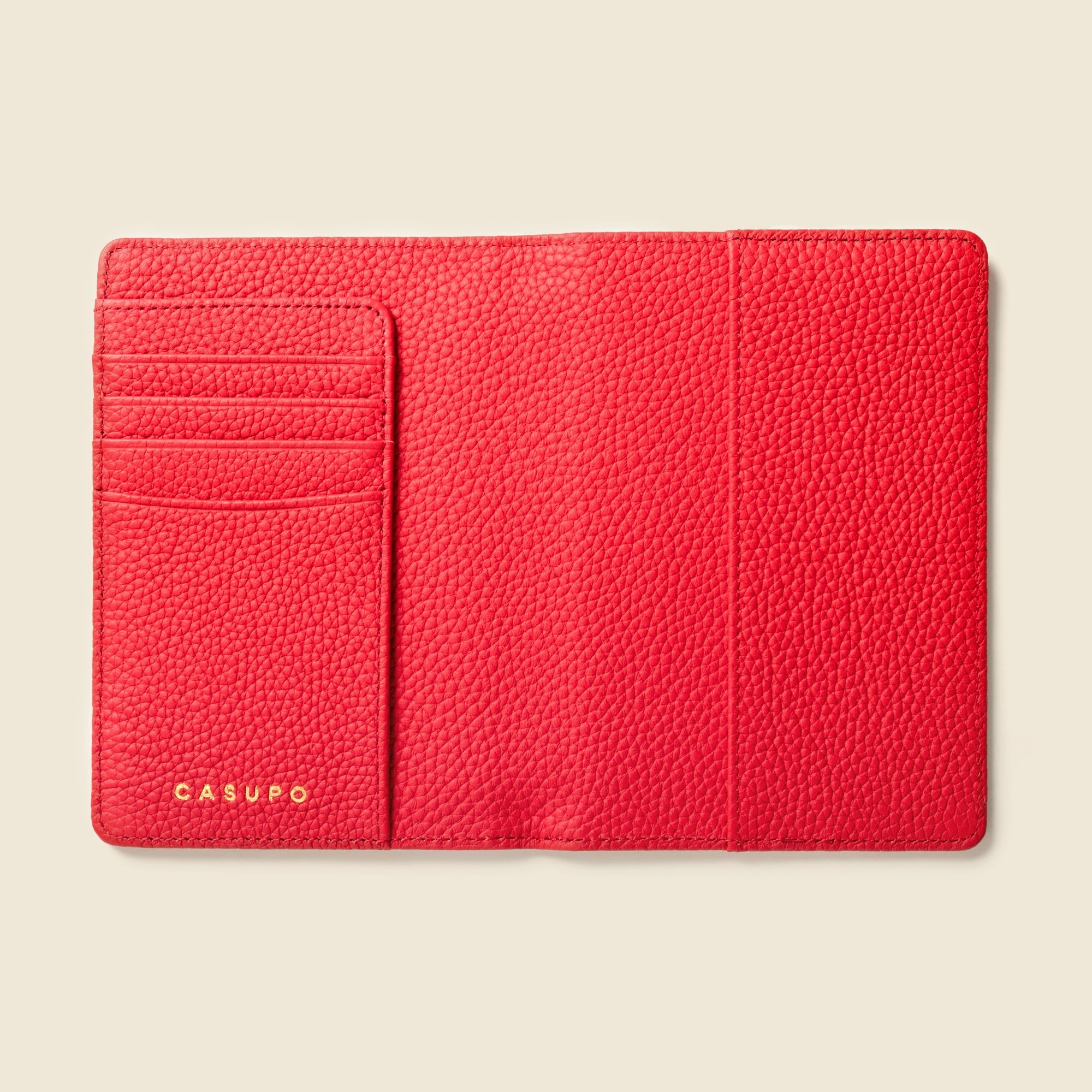 Image of Leather Passport Wallet with RFID - Red