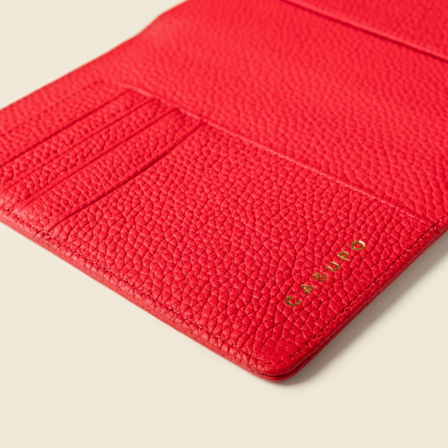 Image of Leather Passport Wallet with RFID - Red