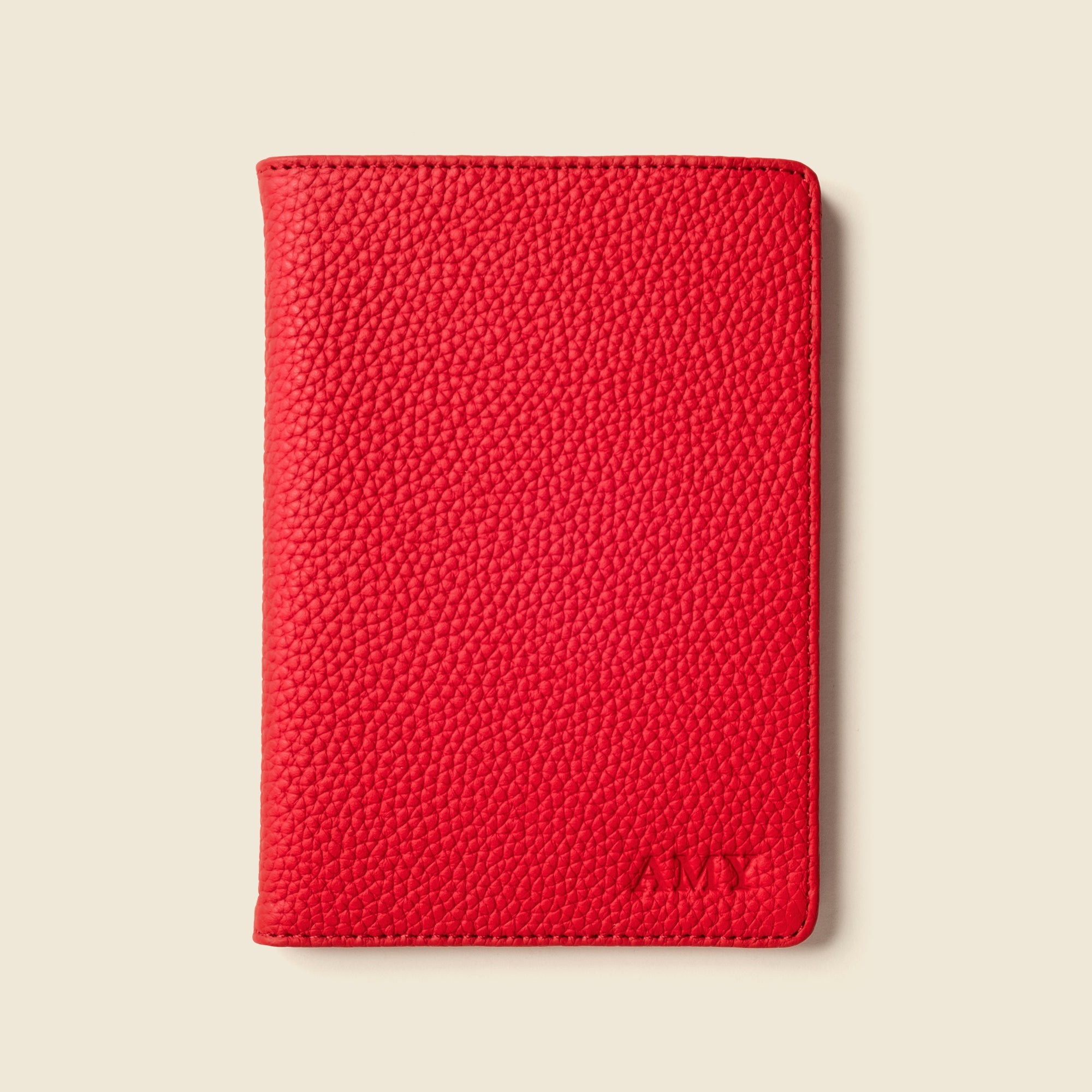 Image of Leather Passport Wallet with RFID - Red
