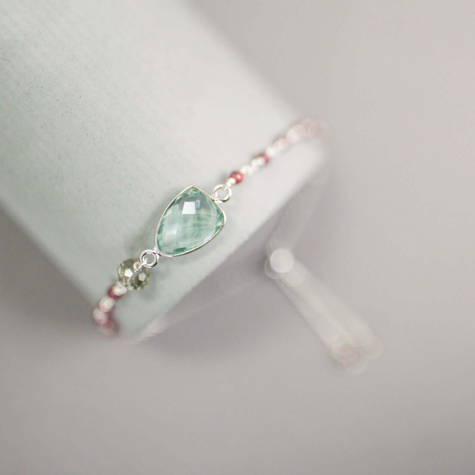 Green Amethyst Adjustable Silver Gemstone Bracelet