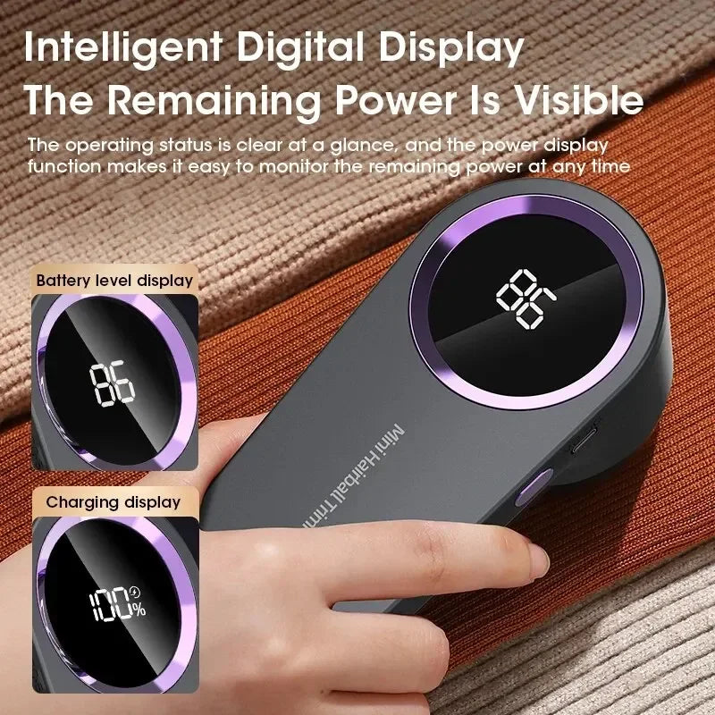 Electric Lint Remover with LED Display – USB Rechargeable Fabric Shaver