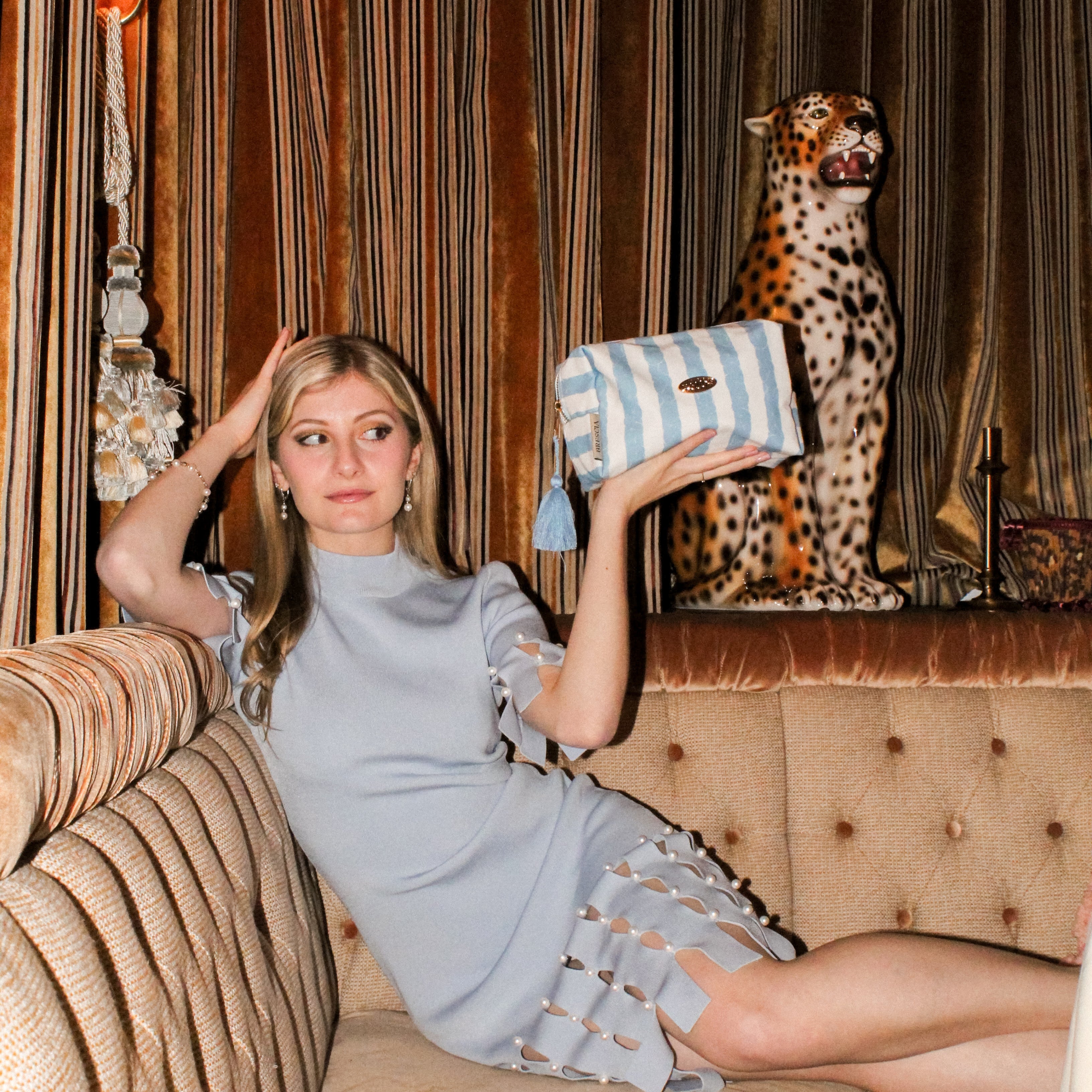 Serpentine Stripe Travel Bag - Powder Blue