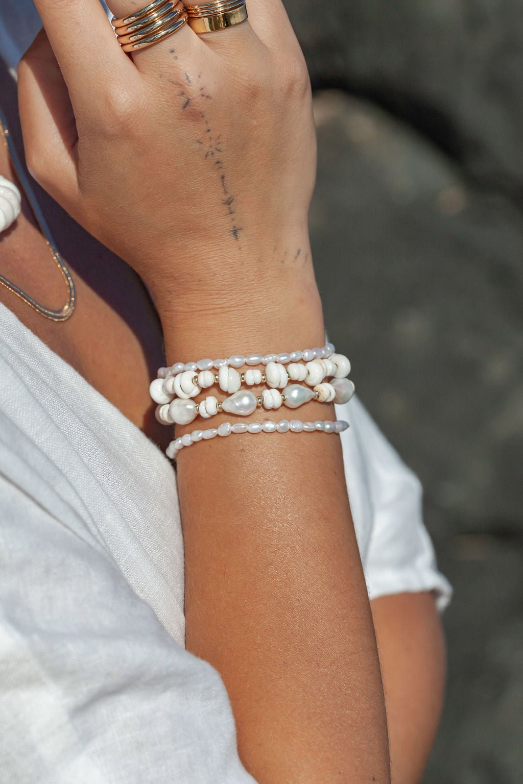Image of Puka Shell Bracelet - Gold Kahale