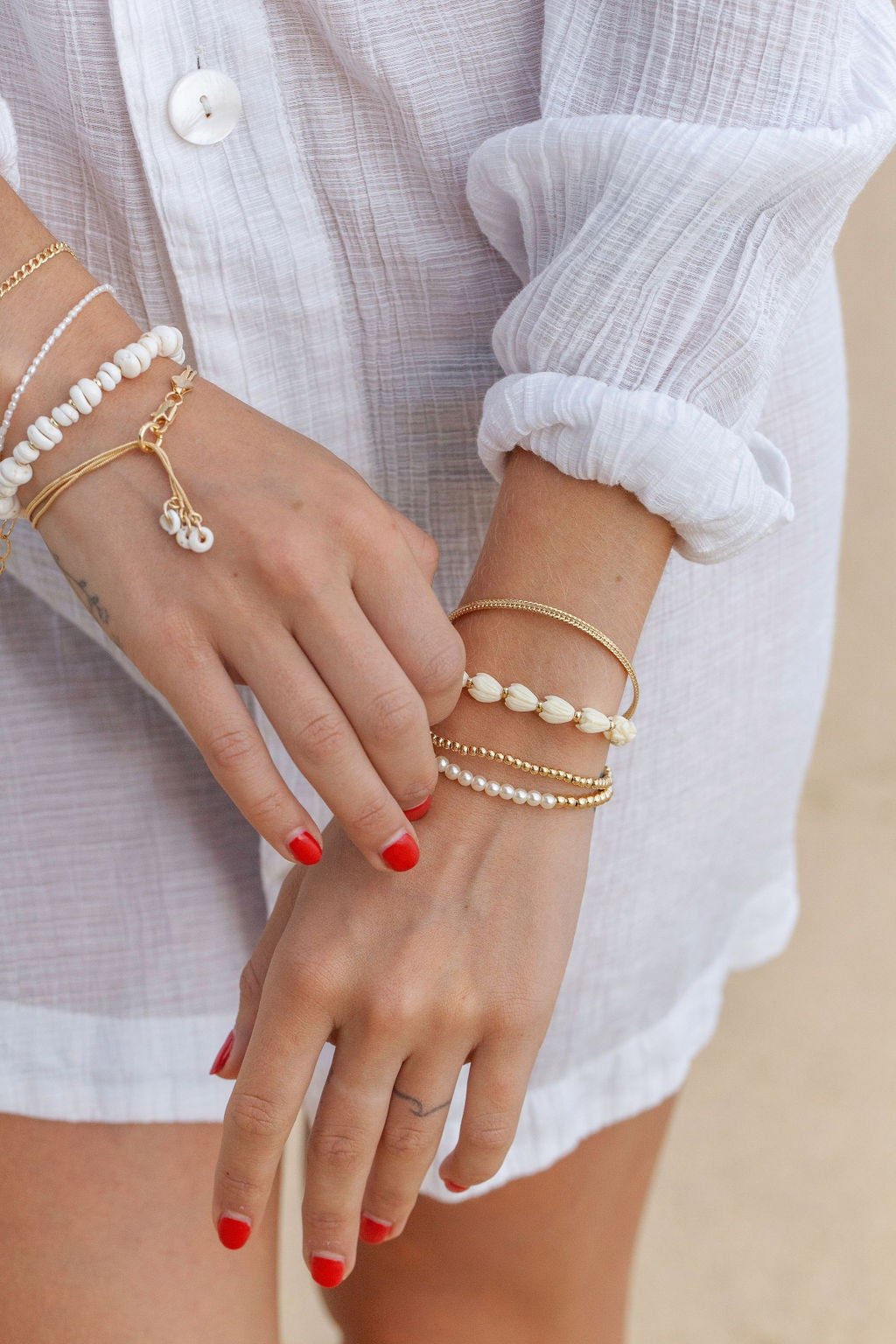Image of Puka Shell Bracelet - Gold Kahale